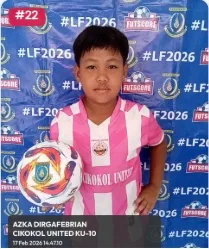 Foto Azka Dirga Febrian, pemain U-10 Cikokol United