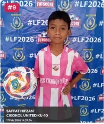 Foto Saffat Hifzam, pemain U-10 Cikokol United